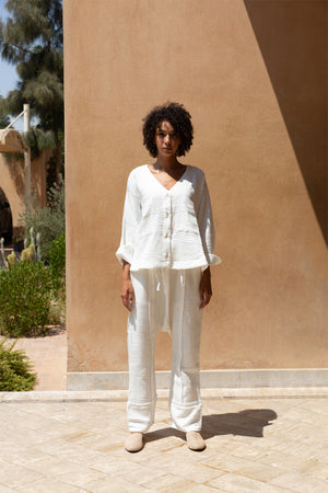 Open image in slideshow, Cotton Muslin — Relaxed Pants Set
